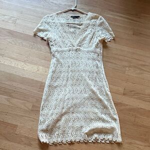 BCBGMaxAzria Cream Lace Midi Dress